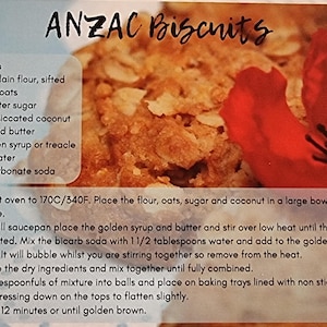 ANZAC Biscuit Recipe Postcard