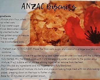 ANZAC Biscuit Recipe Postcard