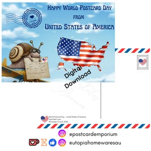 Vereinigte Staaten von Amerika USA - Weltpostkartentag 2025 - Snail Mail Love - WPD - Digital Download