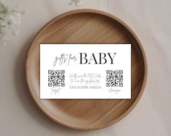 Gifts for Baby Card Insert, Baby Shower Gift Registry, QR Code, Editable & Printable Canva Template (Digital Download)