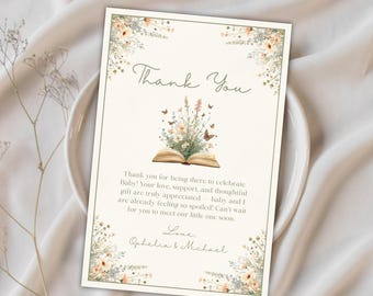Storybook Baby Shower Thank You Card, Editable & Printable Canva Template (Digital Download)  BS13