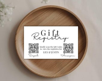 Gift Registry Card Insert, QR Code, Editable & Printable Canva Template (Digital Download)