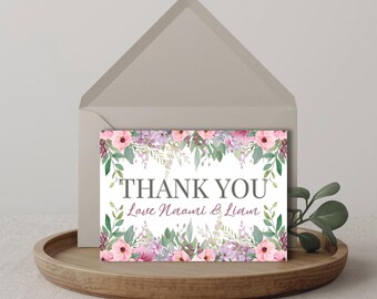 Baby in Bloom Thank You Cards, Folded Card, Editable & Printable Canva Template (Digital Download) BS04