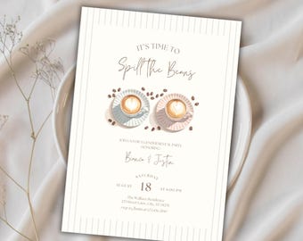 Spill the Beans Gender Reveal Party Invitation, Editable & Printable Canva Template (Digital Download)