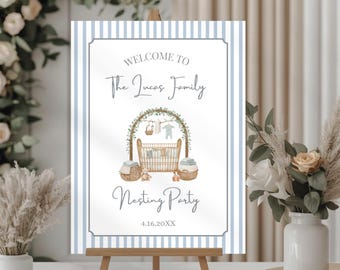 Nesting Party Welcome Sign, Editable & Printable Canva Template (Digital Download) NP01