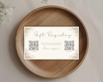 Storybook Gift Registry Card Insert, Baby Shower QR Code, Editable & Printable Canva Template (Digital Download) BS13