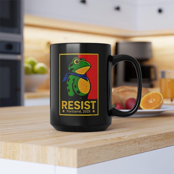 Taza de café Portland Frog Resist, regalo para activistas por los derechos de los animales