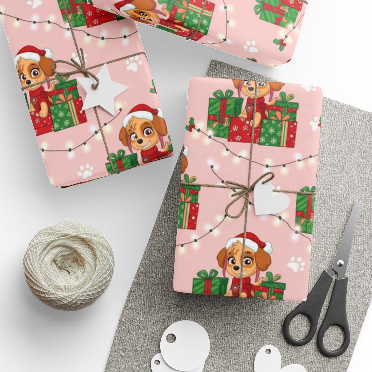 Discover Christmas Skye Paw Patrol Wrapping Paper, Festive Gift Wrap