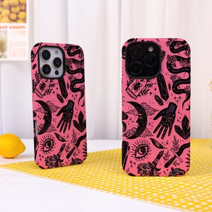 Pink Witchy Occult iPhone Tough Case,iPhone 17 16 15 14 13 12 11 Pro Max,iPhone 17e Air 16e,iPhone 7/8 Plus,Xr Xs Max Mini SE,Gift for Her
