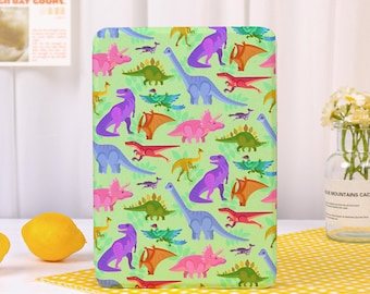 Colorful Dinosaur Kindle Case with Strap,Paperwhite 7/6.8/6" Case,Kobo Libra/Clara Case,Kindle Colorsoft 2024,Personalized Gift for Her