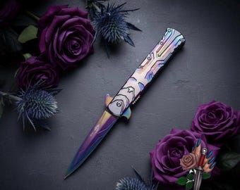 8” Folding Knife | Rainbow Collectible Pocket Tool | Smooth Opening Metal Handle | Beauty&Blade