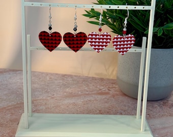 Heart Pattern Dangle Earrings | Concert Outfit Earrings | Fun Statement Heart Earrings