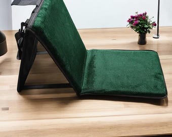 Siège pliable 2 en 1 – Tapis de prière portable avec dossier – Coussin et chaise de sol | Confort, design élégant et transport facile