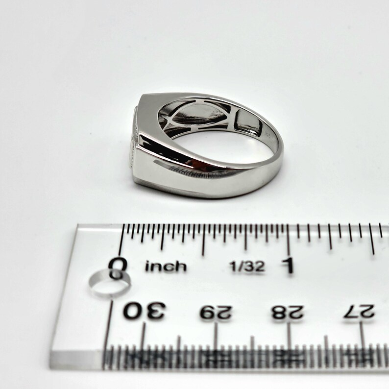 Men's Geometric Diamond Ring | 14K White Gold Over Sterling Silver Statement Ring image 7