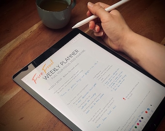 Fillable Digital Weekly Planner PDF · Printable Digital Planner · Fire Fruit Weekly Organizer · Productivity · Reflection · Minimalistic