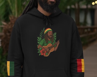 Rastafari Reggae Hoodie | Island Vibes Sweatshirt | Tropical Rasta Music Afrocentric Graphic Hoodie