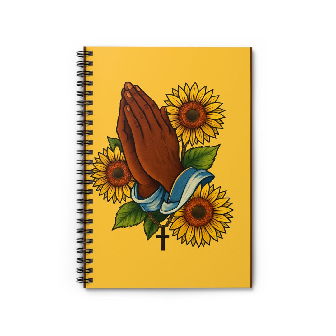 Praying Hands With Sunflowers Spiral Notebook | Ruled Journal - Etsy