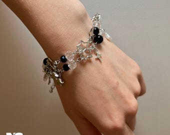 Gothic Star Beaded Bracelet, Y2K Punk Emo Jewelry