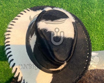 Cowhide Cowboy Hat – Genuine Hair-On Leather Western Style