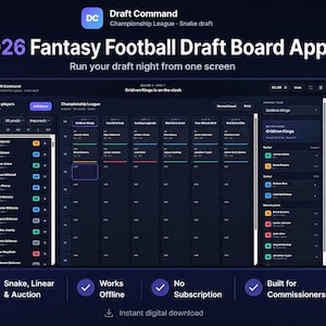 2026 Fantasy Football Draft Board App, Live Snake and Auction Draft War Room
