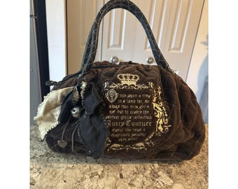 Juicy Couture Velour Daydreamer Once Upon a Time Purse Bag Hobo Y2K Brown Rare