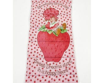 Vintage 1980s Strawberry Shortcake Sleeping Bag Fabric 65" x 30" Flawed
