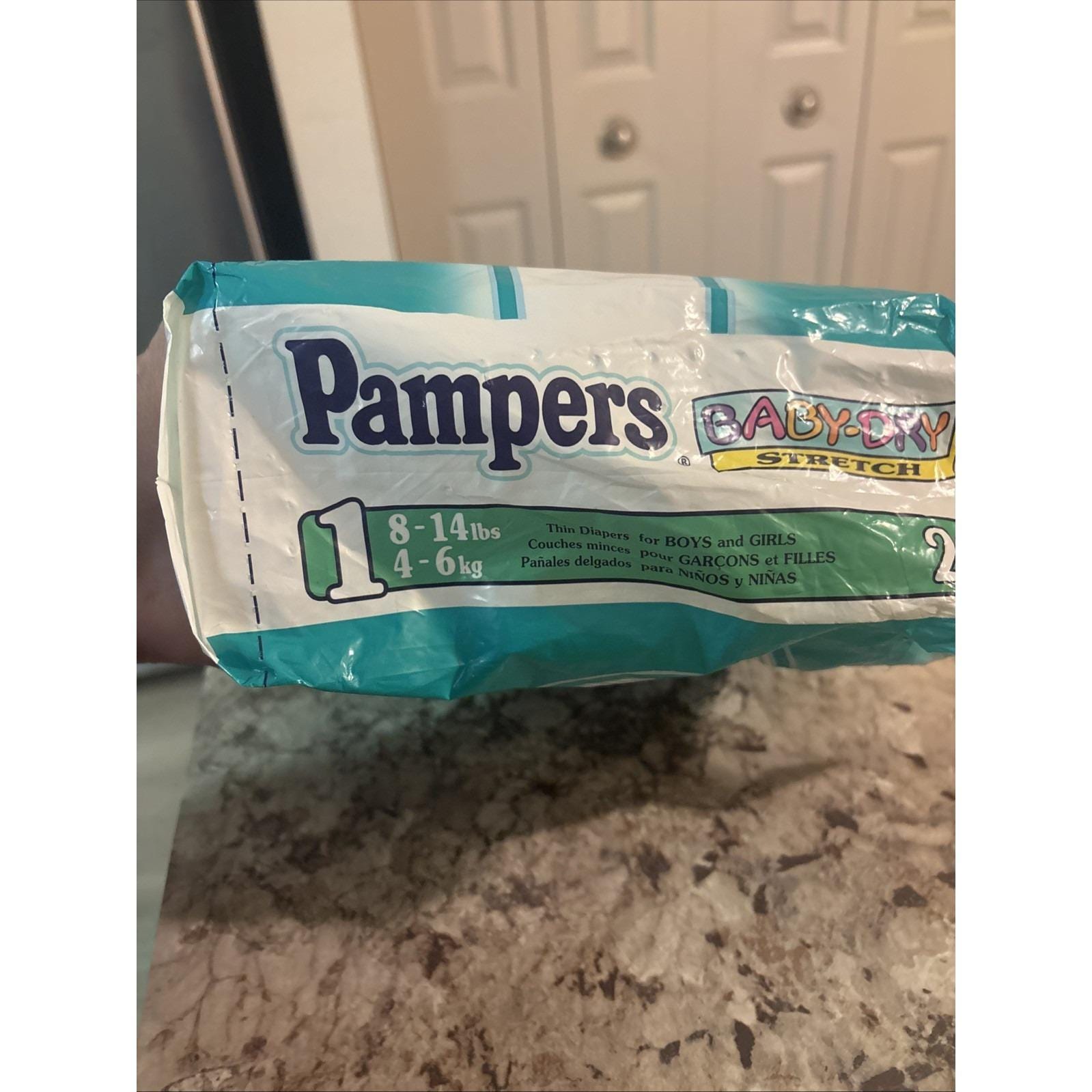 Vintage 1996 Pampers Baby Dry Stretch Plastic Diapers Size 1 Pack