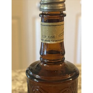 Vintage STETSON Cologne Amber Round Glass Bottle Metal Top 1.5 FL OZ 画像 5