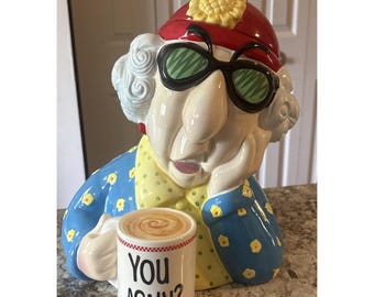 Tarro de cerámica para galletas Maxine Hallmark "¿Otra vez tú?" J Wagner Vintage Kitchen Rare