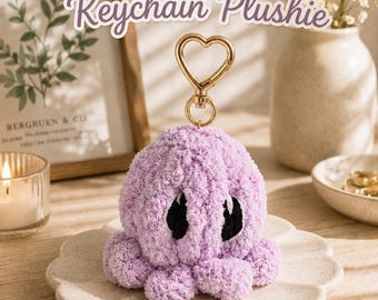 Chunky Knit Octopus Keychain Plushie, Octopus Bag Charm, Handmade Plush Keychain, Cute Backpack Accessory, Ocean Nursery Decor, Gift Idea