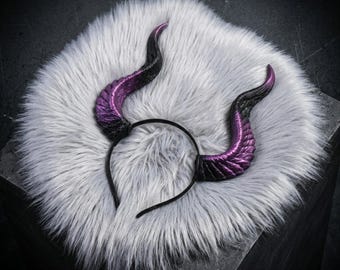 Purple Black Maleficent Horns Headband – Ombre Mystic Gothic Costume Accessory