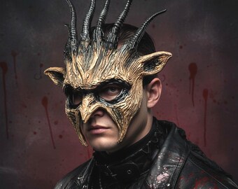 Scary Halloween Horror Mask Demon Devil Masquerade | Adult Costume Horns Mask Gothic Satan Face Cosplay