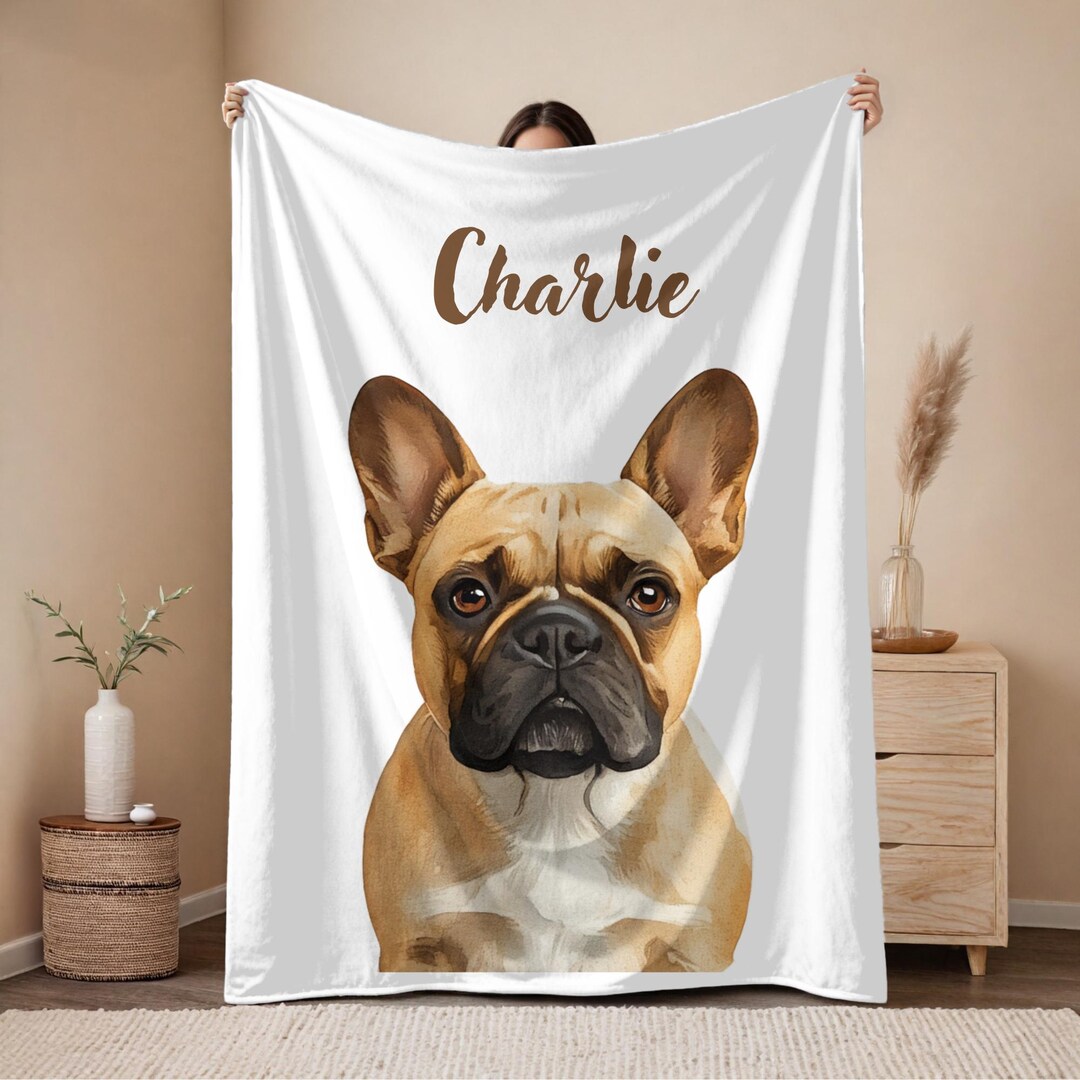 Custom Pet Photo Blanket, Personalized Dog Cat Portrait Blanket With ...