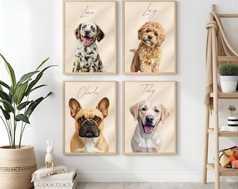 Custom Watercolor Pet Portrait, Hand-Painted Dog or Cat Art (Digital Print)