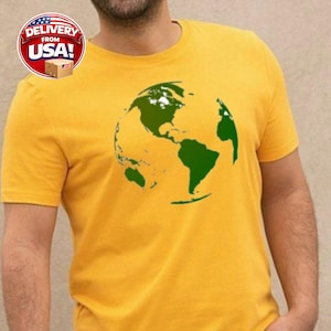 Green Earth Globe T-Shirt. Eco Planet Graphic Tee Planet Earth Tee, Eco Nature Shirt, Environmental Awareness Shirt