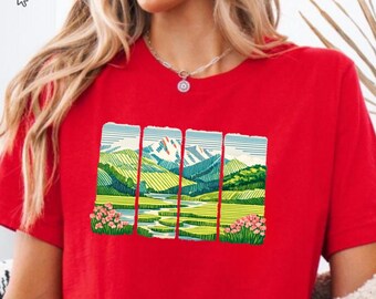 Forest Landscape Shirt, Let Kindness Bloom T-Shirt, Nature Art Tee, Cottagecore Forest Shirt, Gift for Nature Lover