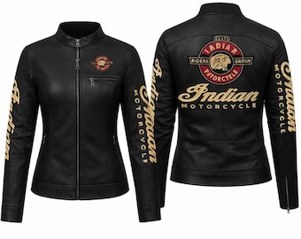 Handmade Unisex Indian Motorcycle leather Jacket – Genuine Cowhide Biker Jacket, Vintage Racing Style Moto Jacket, Gift for Him or Her