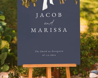 Navy Wedding Welcome Sign Template | Editable Welcome Sign | 18x24” Digital Download | Printable Welcome Poster