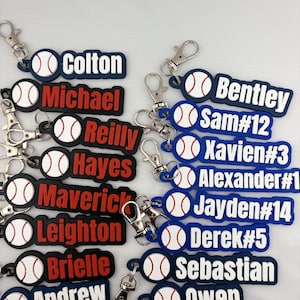 Baseball Personalized Keychain / Keyring / Bag Tag / Name Tag - 3D Printed Plastic immagine 4