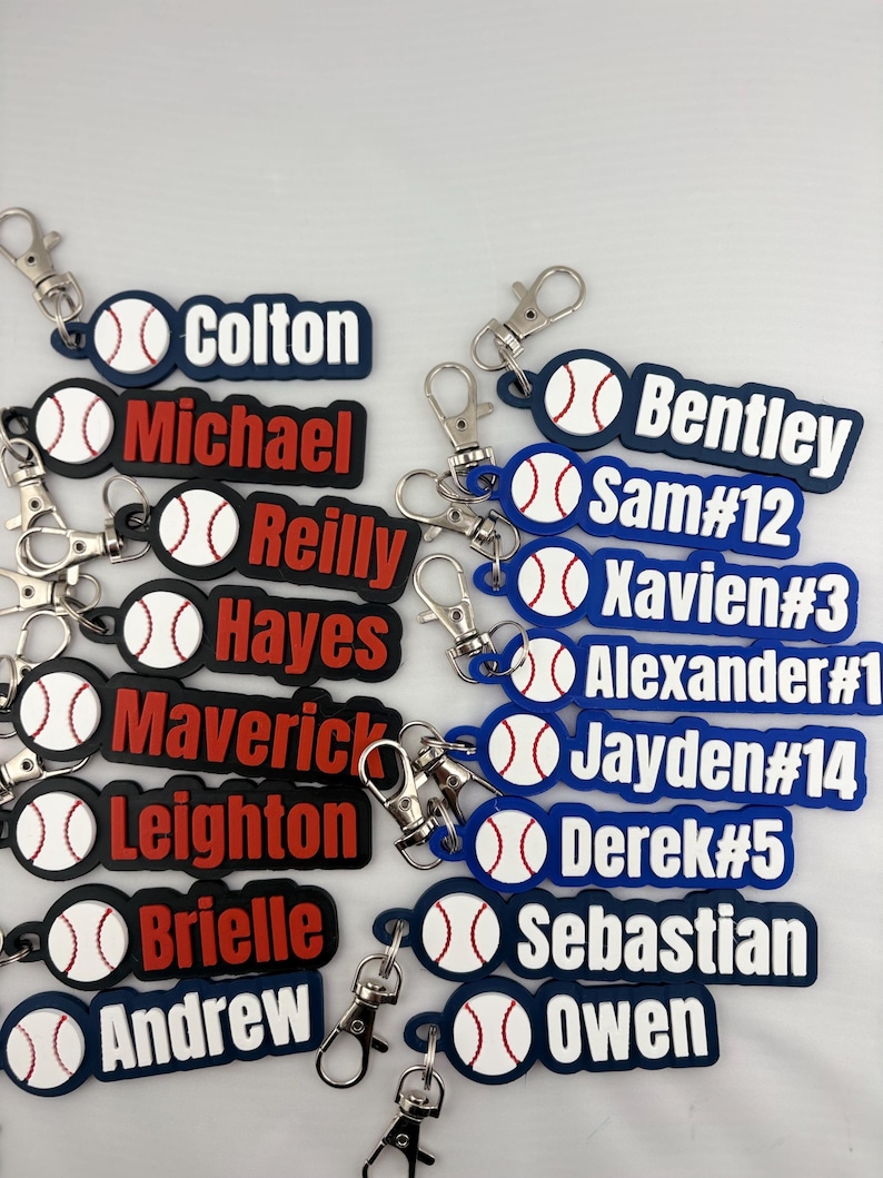Baseball Personalized Keychain / Keyring / Bag Tag / Name Tag - 3D Printed Plastic immagine 4
