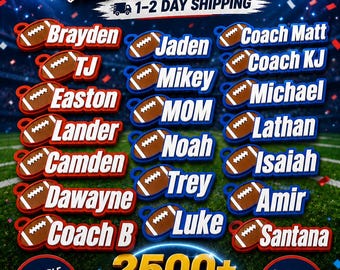 Football Personalized Keychain / Keyring / Bag Tag / Name Tag - 3D Printed Plastic / Flag Football / Start End of Season Gift / Team Gift