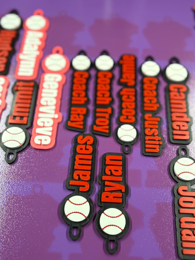 Baseball Personalized Keychain / Keyring / Bag Tag / Name Tag - 3D Printed Plastic immagine 20