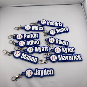Baseball Personalized Keychain / Keyring / Bag Tag / Name Tag - 3D Printed Plastic immagine 14