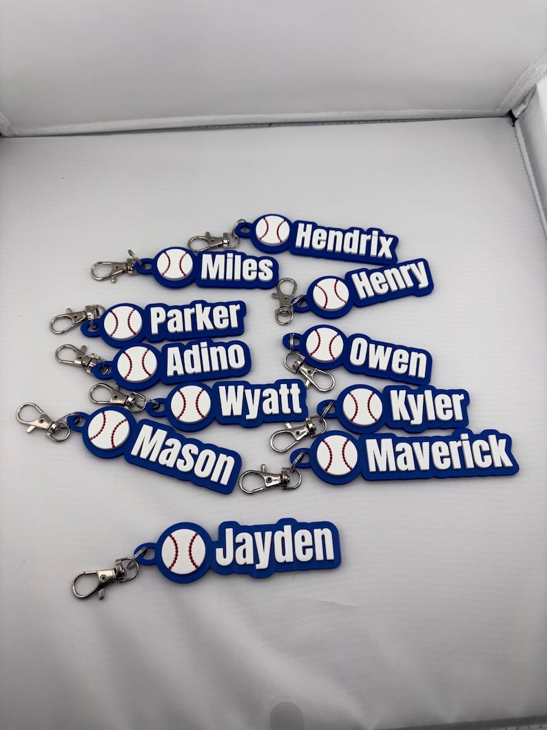 Baseball Personalized Keychain / Keyring / Bag Tag / Name Tag - 3D Printed Plastic immagine 14