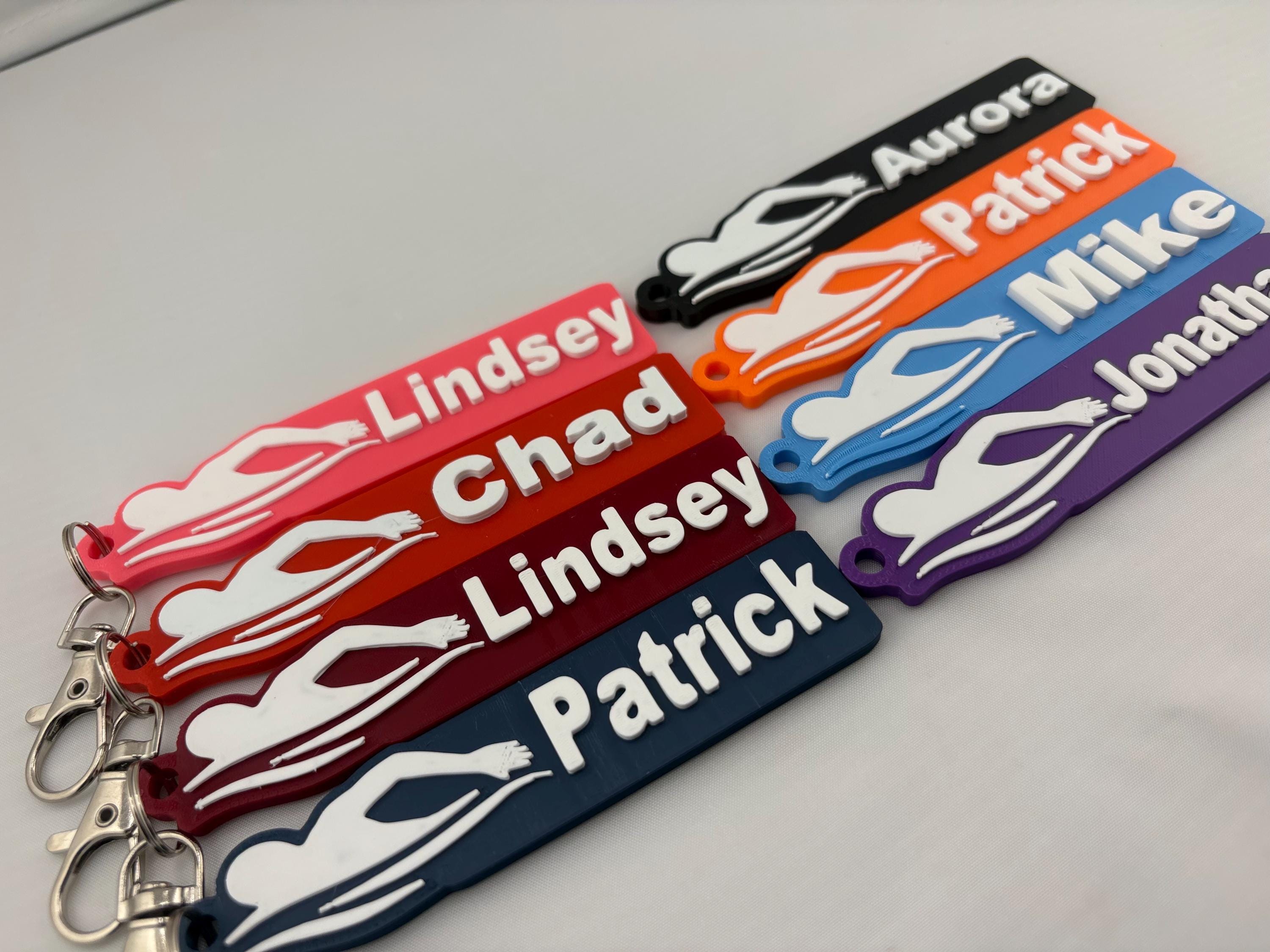 Personalized Swim Team Keychain | Custom Swimmer Name Tag | Swim Bag ...