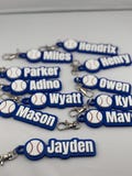 Baseball Personalized Keychain / Keyring / Bag Tag / Name Tag - 3D Printed Plastic