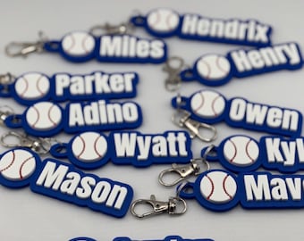 Baseball Personalized Keychain / Keyring / Bag Tag / Name Tag - 3D Printed Plastic