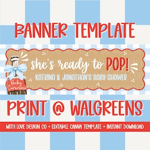Printable Ready to Pop Banner Template | July 4th Baby Shower | Coca Cola Theme | 72x24in Walgreens Print 2x6ft | Canva Digital Download