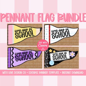 Wimpelvlaggetje Eerste Schooldag 10x16" Banner Sjabloon Mockup Bundel | Handbord Fotorekwisiet | Bewerkbare Canva Digitale Download