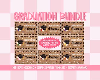 Graduation Banner Template Mockup Bundle | Class of 2026 Graduation Party | Editable Canva Digital Download